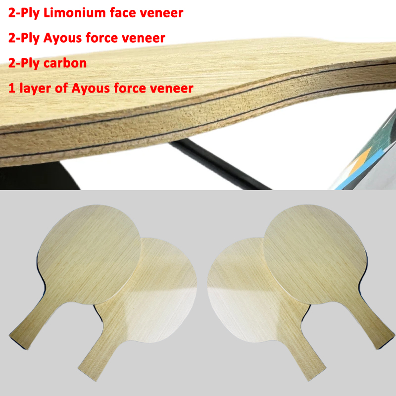 Xu Xin Table Tennis - リモニウム・スプルース・アイウス層を備えた卓球ブレード、2層カーボンピンポンパドル、木製カーボン複合卓球ラケット