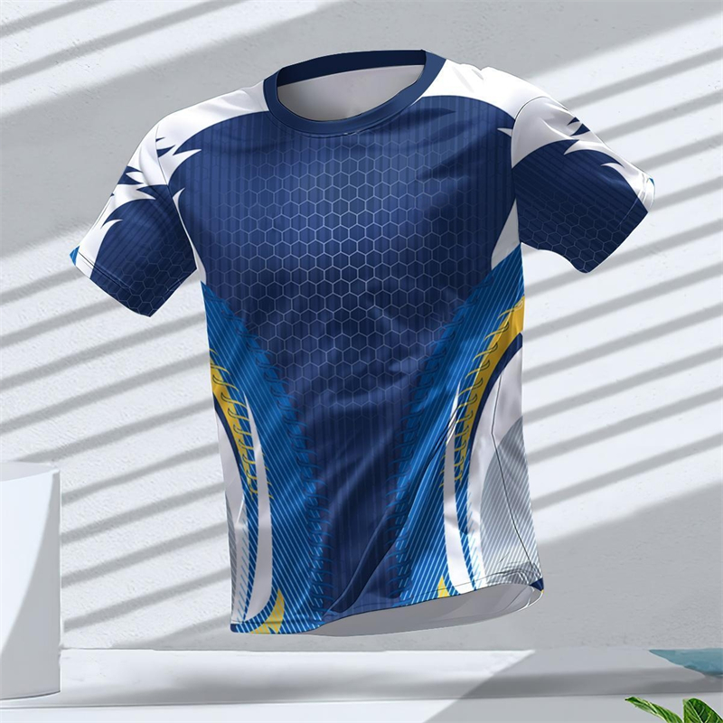 Xu Xin Table Tennis - 幾何学グラフィック 3D プリントスポーツ Tシャツ夏カジュアルランニング卓球 Tシャツトレンディなストリートメンズ Tシャツファッション