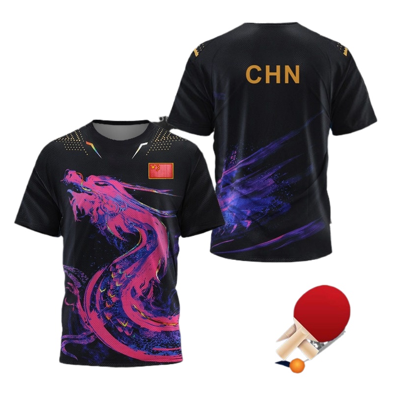Table Tennis Zhang Jike - 中国ドラゴン卓球グラフィック Tシャツ男性服ファッションバドミントンスポーツ Tシャツピンポンジャージジムフィットネスシャツ