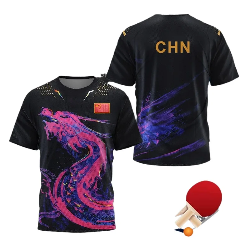 Xu Xin Table Tennis - 中国ドラゴン卓球グラフィック Tシャツ男性用衣類ファッションバドミントンスポーツ Tシャツピンポンジャージジムフィットネスシャツ