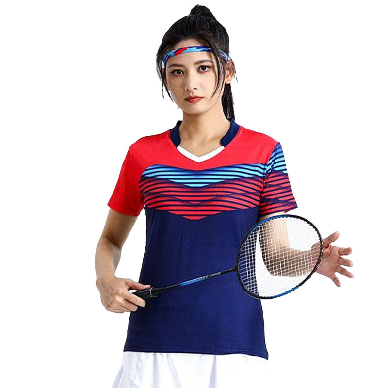 Table Tennis Volleyball - 女性用速乾性通気性バドミントンシャツ、パッチワークゴルフピンポン、ジムスポーツ、半袖、ランニング、卓球、バレーボール、t